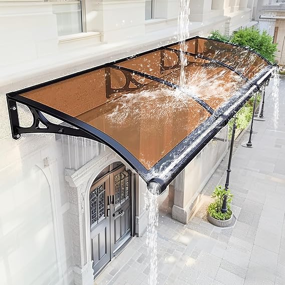 Şeffaf, ayarlanabilir ve su geçirmez tente, dış mekanlar için, UV ışınlarına dayanıklı polikarbonat koruma, kapı, pencere, teras ve dış mekanlar için (60 x 160 cm) – uzun ömürlü, ıslak
