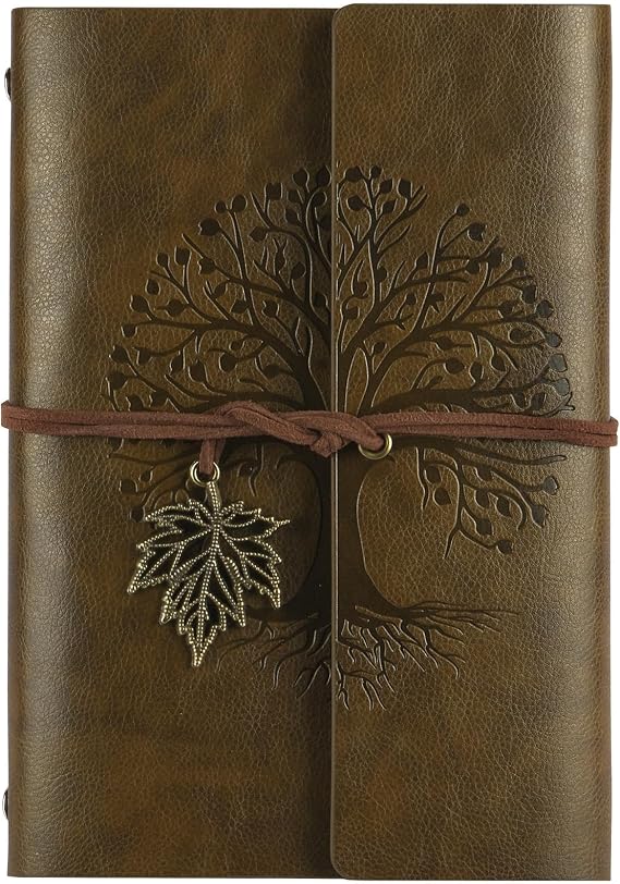 PU Leather Journal Notebook, Refillable Vintage Journal Travel Diary with Kraft Paper, Journaling Notebook, Writing Notebook Gifts for Women Men Teens Travelers, 100GSM 160 Pages Coffee A6