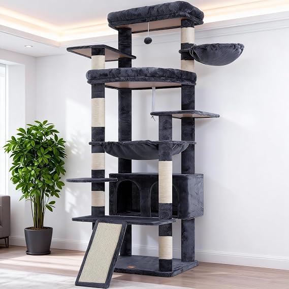 Heybly Tall Cat Tree for Large Cat, 191cm Multi-Level Cat Tower HCT038G