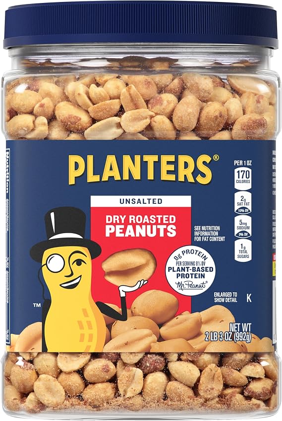 Planters Unsalted Dry Roasted Peanuts, 35 Ounce