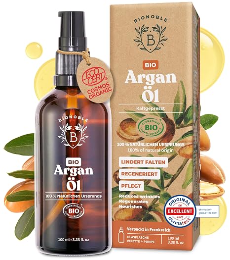 BIONOBLE Organic Cold-Pressed Argan Oil Hair Face Skin Morocco 100 ml