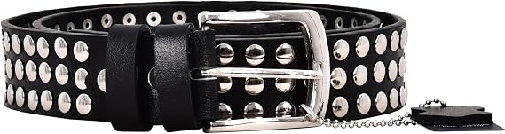 Mens Full Grain Leather Studded Belts 40mm Width Dress,Casual and Party 625