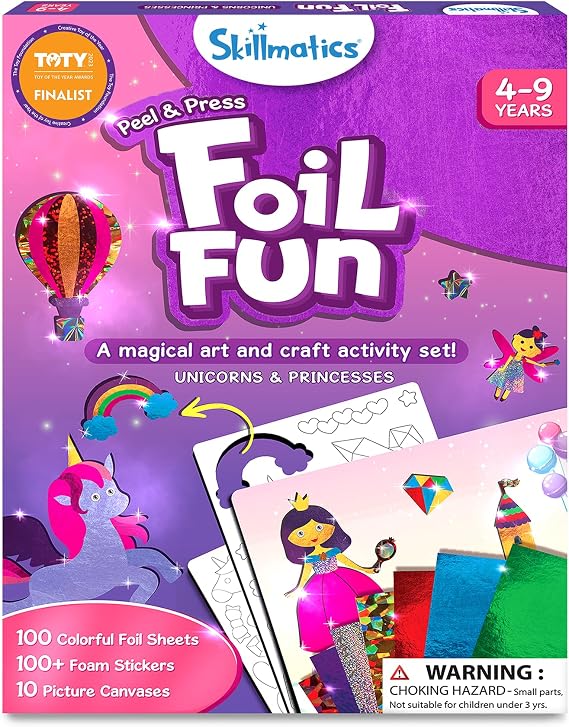 Skillmatics Foil Fun Unicorns & Princesses, Foil Art & Craft, Gift for Kids