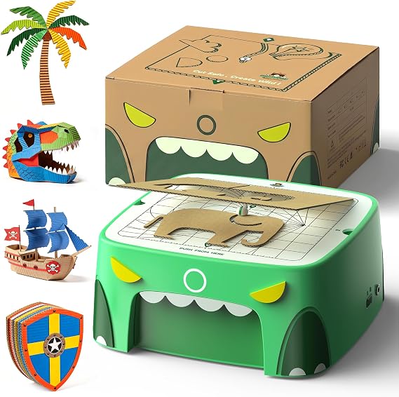 BEAVERBOT Sicherer Elektrischer Kartonschneider für Kinder DIY Upcycling von Pappe für praktisches Lernen und Kreativität für Jungen und Mädchen ab 5 Jahren Cardboard Cutter für Pappe Stoff Leder