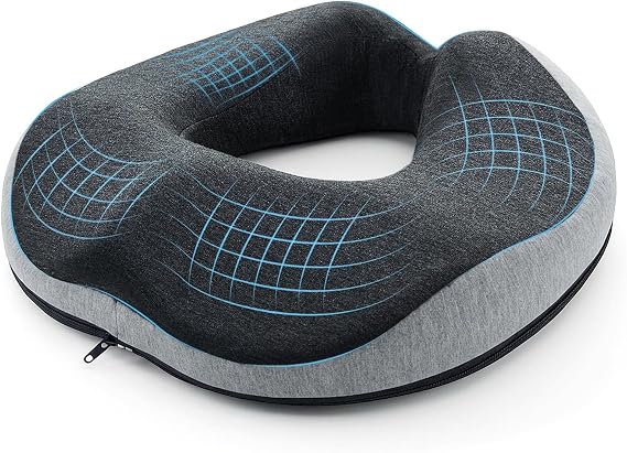 Donut Cushion for Coccyx Pain & Hemorrhoids Relief - Memory Foam Orthopedic Ring Cushion for Office Chair Sciatica and Wheelchair Support