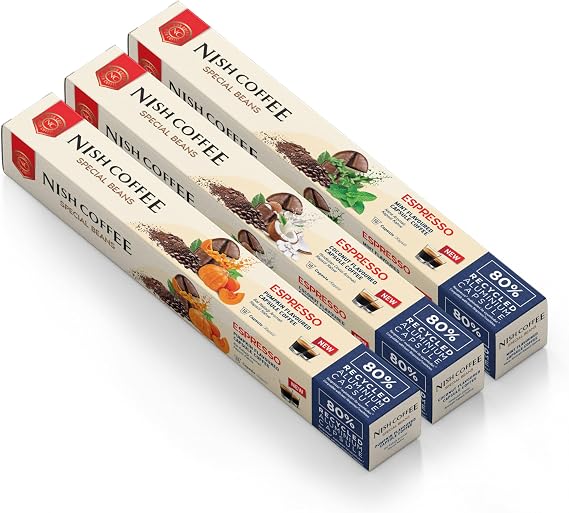 Nish Coffee Aromalı Kapsül Kahve 3'lü Set (Bal Kabağı Nane Hindistan Cevizi) - 30 Adet
