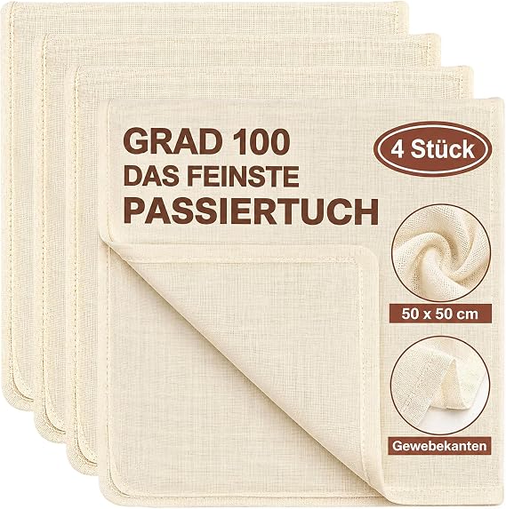 4 Pieces Reusable Filter Cloths, Muslin Cloths for Cooking