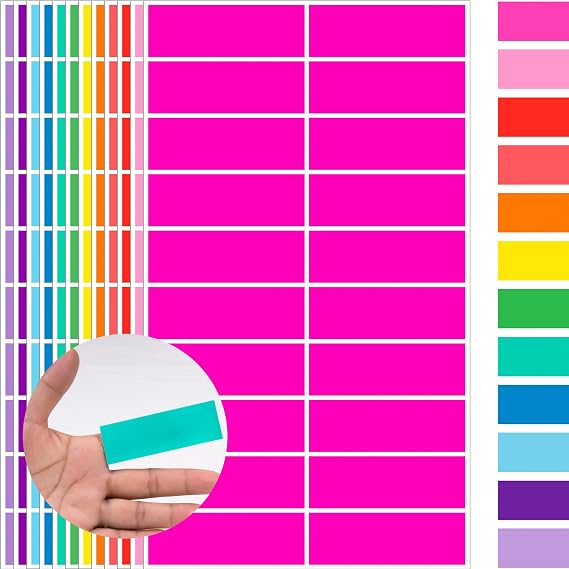 YSHIHE 480 Coloured Stickers Labels,76mm x 25mm Rainbow Sticky Label