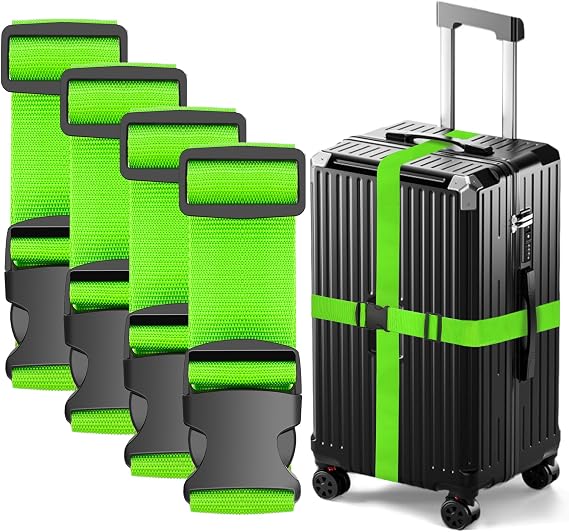 4 Pcs Luggage Straps for Suitcases, Adjustable Suitcase Straps