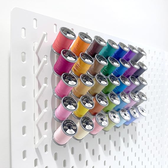 10 Pack Thread Holders for IKEA Skadis Pegboard | Sewing Bobbin Threading Needle Scissors Accessories Bracket Wall Mount Hook (10)