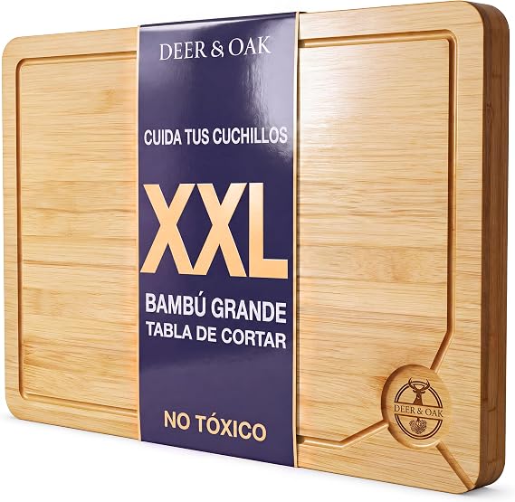 Deer & Oak Bamboo Cutting Board 44x30x2cm Pre-Oiled