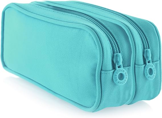 Office Box Double Pencil Case – Ref. 59811 – Two Large Interior Sections with Zip, Washable and Very Resistant to Carry School Supplies or as Toiletry Bag by Colorline (Turquoise)