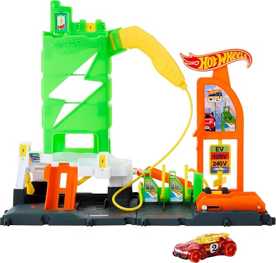Hot Wheels Elektrikli Araç Şarj İstasyonu Oyun Seti Hot Wheels Elektrikli Araç Şarj İstasyonu ve 1:64 ölçekli oyuncak araba HTN79