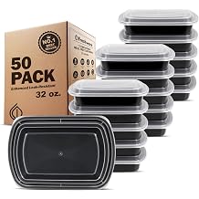Freshware Meal Prep Containers [50 Pack] 1 Compartment with Lids, Food Storage Containers, Bento Box, BPA Free, Stackable, Microwave/Dishwasher/Freezer Safe (32 oz)