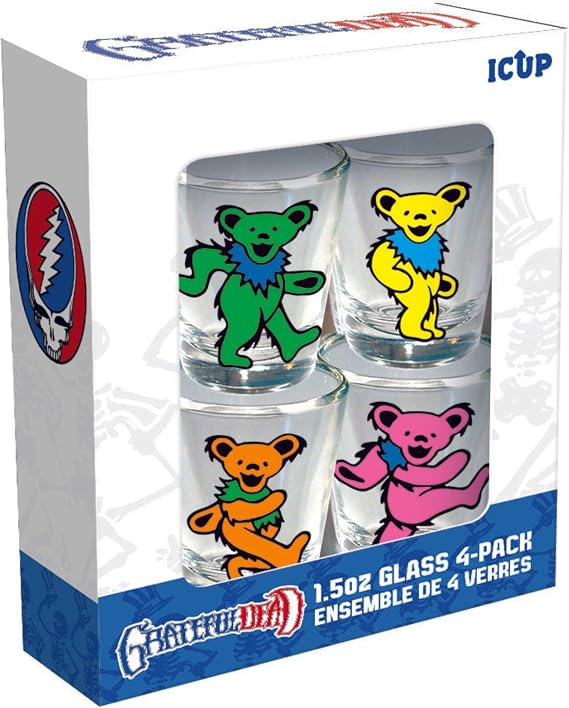 ICUP Grateful Dead Dancing Bears 4 Piece Shot Glass Set