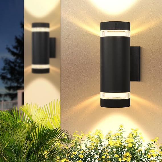 Outdoor Wall Light Mains Powered,LED Up Down Outside wall Light,2PCS