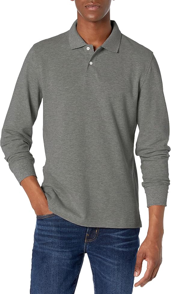 Amazon Essentials Men's Regular-Fit Long-Sleeve Pique Polo