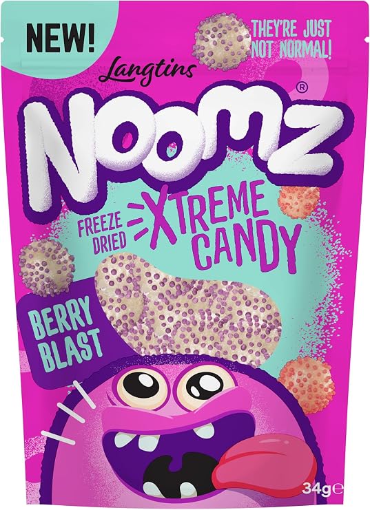 Noomz Freeze Dried Sweets - Crunchy Bite-Sized Candy Treats - Flavour-Packed Snacks with Fruity & Sour Options - Fun Snacks (1 Pack, Berry Blast)