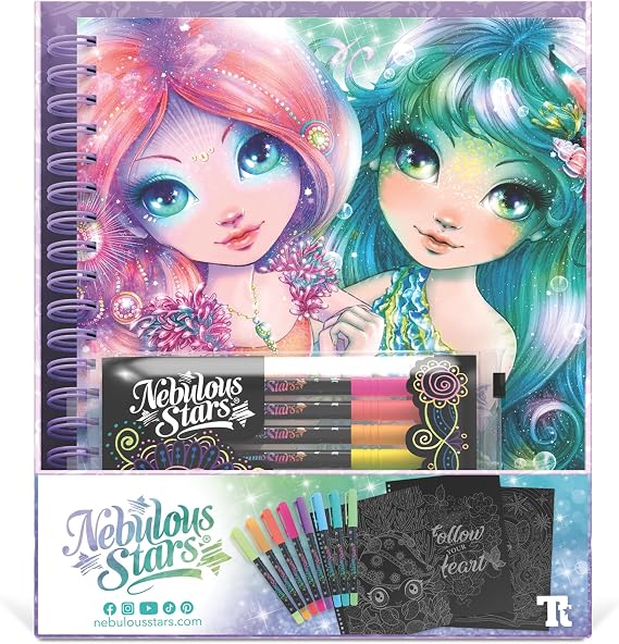 Nebulous Star NS11111 Colouring Book, 9 Piece Set,Black