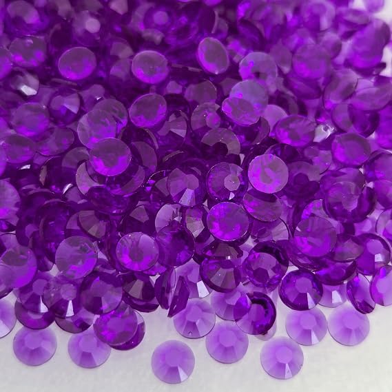 MajorCrafts 2000pcs 5mm ss20 Clear Flat Back Round 14-Facets Rhinestone Gems (Royal Purple T48)