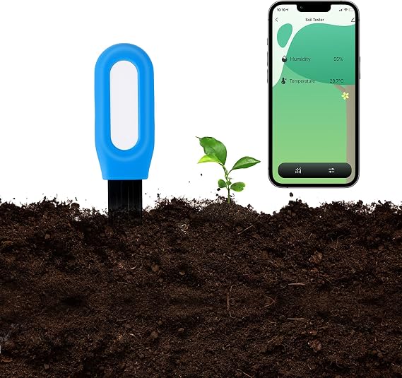 Mcbazel Soil Moisture&Temperature Meter,Temperature and Humidity Detector with Accuracy,8.5cm Probe for Root, Weather-Resistant for Plant Gardens/Greenhouses,Plant Sensor MUST Used with Zigbee Gateway