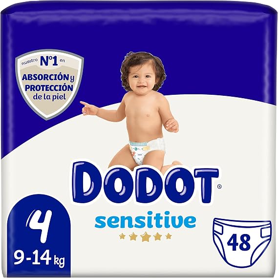 DODOT Sensitive - Diapers, 9 to 14 kg, White, Size 4, Vanilla, 48 Count