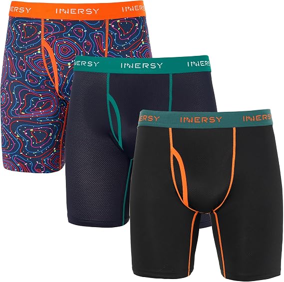INNERSY Men's Boxer Shorts Long Lightweight Sports Boxers 3 Pack