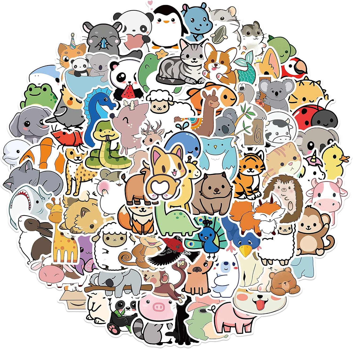 100 Pcs Cute Animal Stickers, Colorful Animal Waterproof Stickers, Vinyl Cute Stickers for Water Bottle, Laptop, Phone, Skateboard Stickers for Teenage Kids..