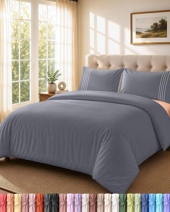 Utopia Bedding Double Duvet Cover Set (Grey)