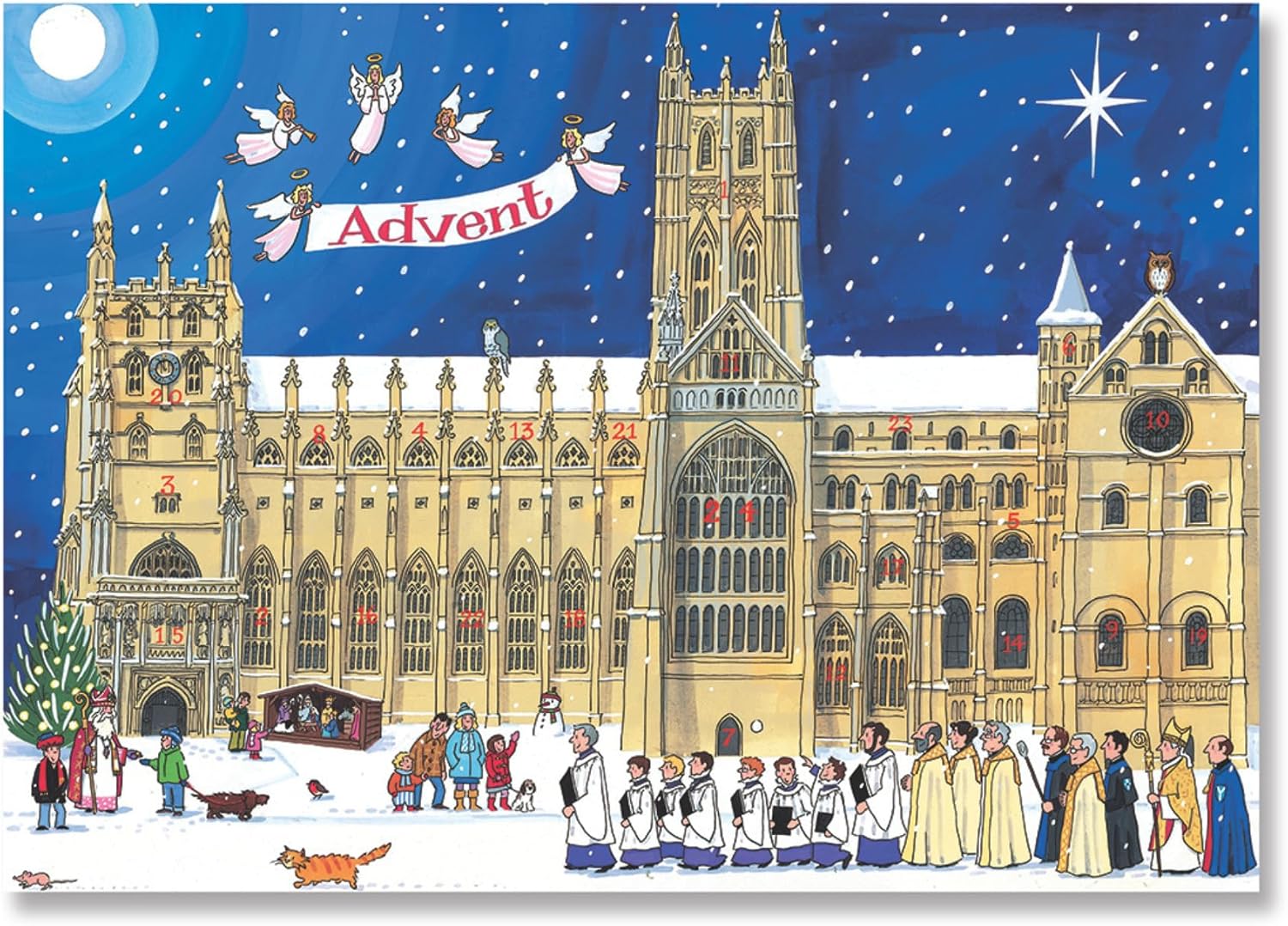 Traditional Advent Calendar - Alison Gardiner Cathedral Design - Paper Christmas Countdown Calendar - Large A3 29.7x42cm