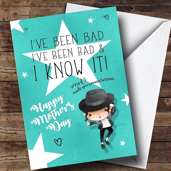 Personalised Michael Jackson Bad Mothers Day Card | Mothers Day Card | Mothers Day Card for Mum Nan Stepmum