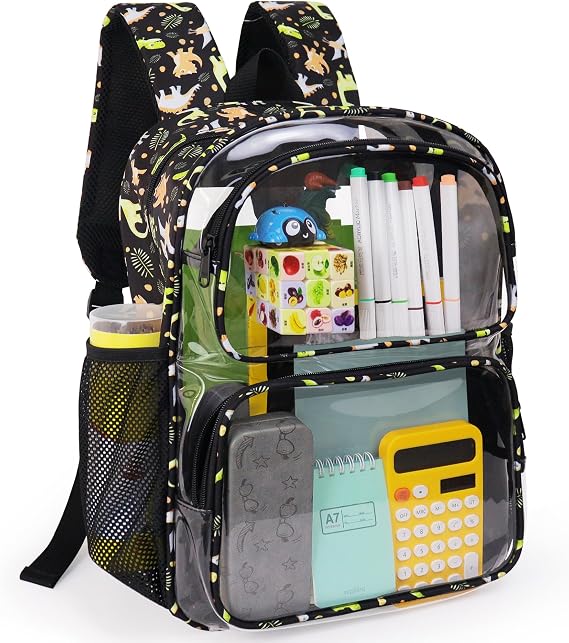Clear Backpack,16'' Clear Backpack for Boys Heavy Duty School Backpacks See Through Bookbag for Kids 4 to 8