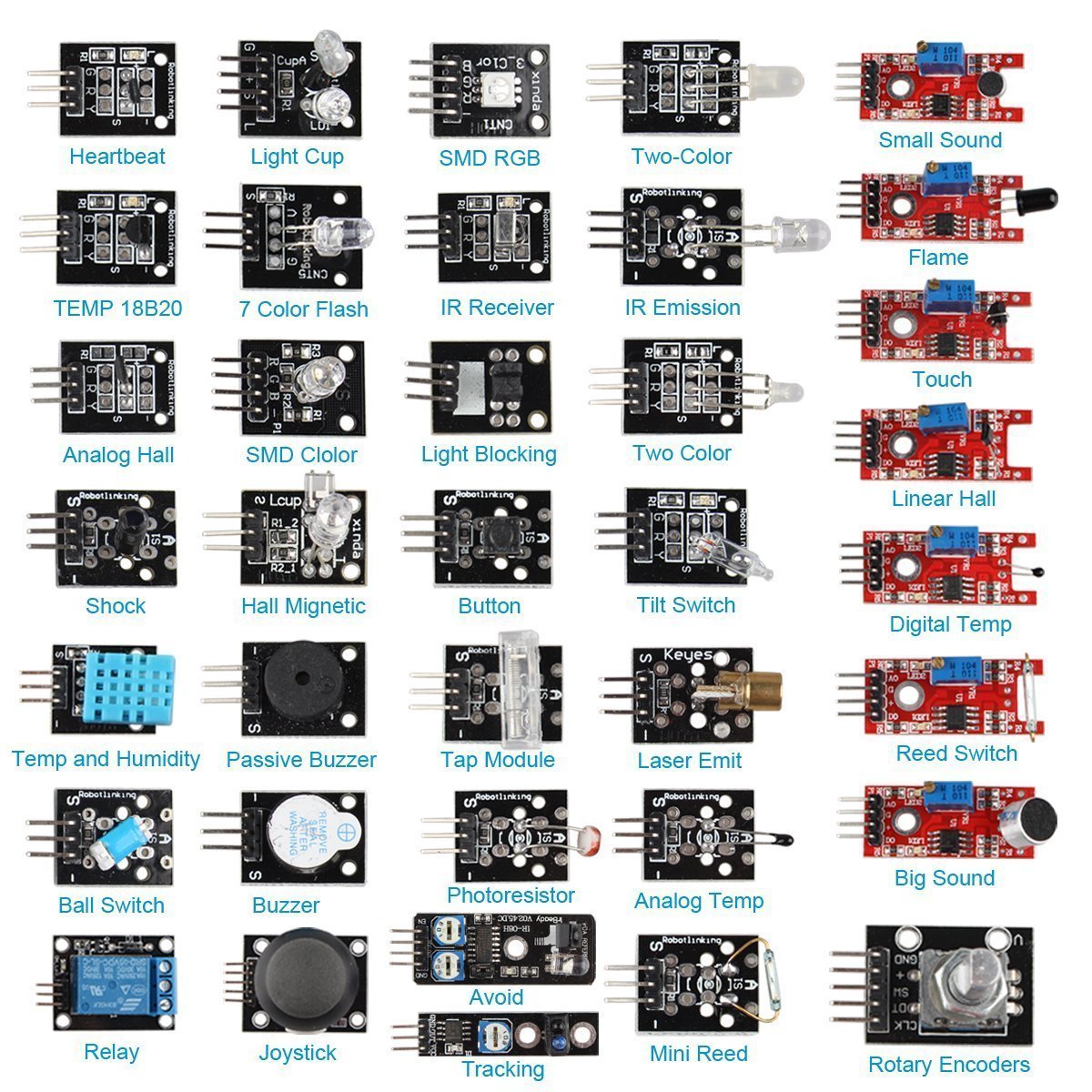 Hailege 37 Sensors Assortment Kit 37 Sensors Kit Sensor Starter Kit Sensor kit 37 in 1 Robot Projects Starter Kits for