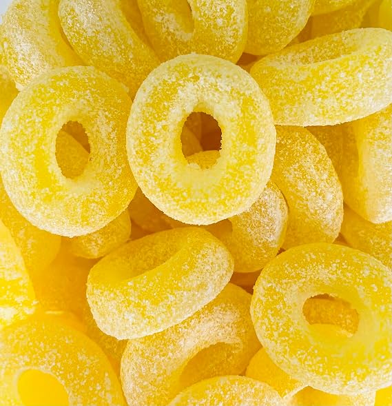 Fizzy Pineapple Ring Sweets 200g Bag Resealable Pouch Retro Candy