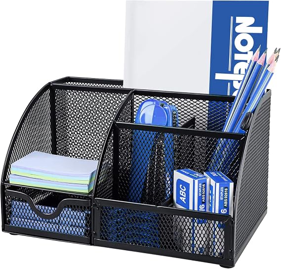 Multi-functional Stationery Storage, Desk Organizer, Pen Holder, Desk, Storage Case, Stationery Storage, Small Items, Pencil Cylinder Organization, Office Supplies, Storage, Office, Metal Material 7