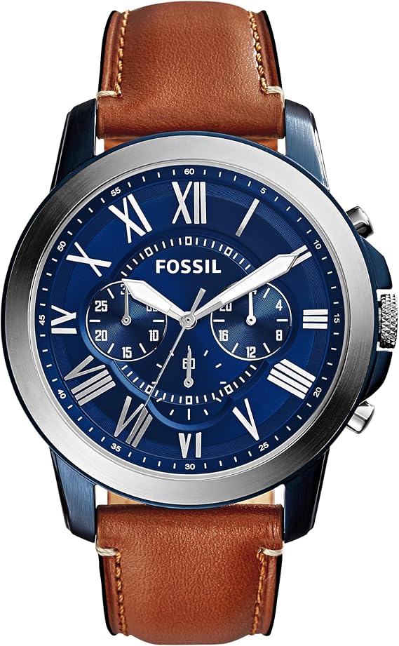 Fossil Grant Men's Watch with Chronograph or Automatic Display and Genuine Leather or Stainless Steel Strap