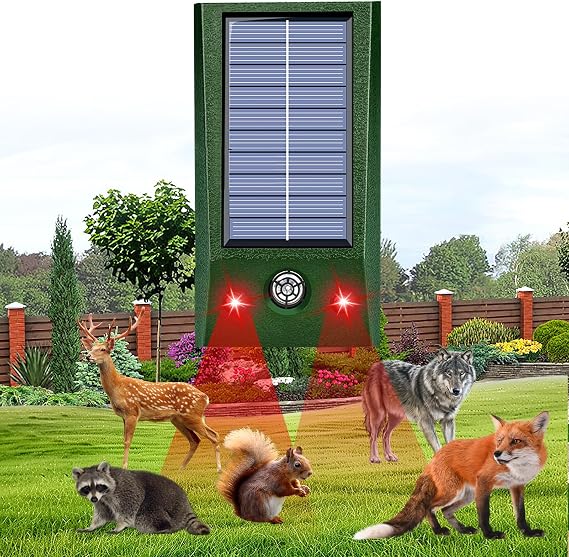 2024 Solar Ultrasonic Animal Repeller, Upgraded Cat Repellent Outdoor, Dog, Squirrel, Raccoon, Skunk, Rabbit, Rodent, Fox, Deer, etc.Motion Detection Animal Repellent for Bird Wild Pigs