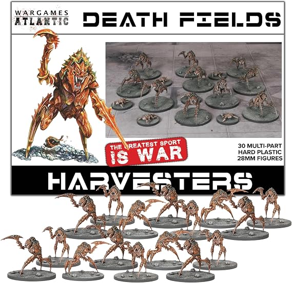 Wargames Atlantic Death Fields Harvesters Alien Beast 28mm Miniatures, 20 Large and 10 Small with Bio-Weapons, and Digital Bundle - Action Figures Plastic Model Kit