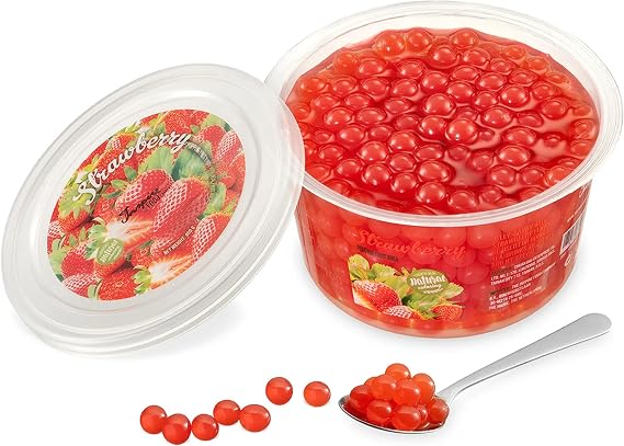INSPIRE FOOD Bubble Tea Popping Boba Strawberry 450g | Make Delicious Boba Tea at Home | Ready to Use No Cooking Required