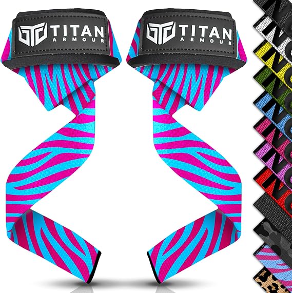 Titan Armour® Weight Lifting Straps | Extra-Long Neoprene Padded Heavy-Duty Weightlifting Straps | Deadlifts | Anti-Slip Gel Option | Gym Accessories