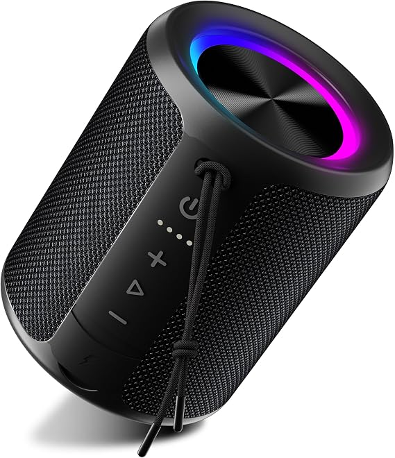 Portable Bluetooth Speaker, Wireless Speakers With Led Light, Louder Volume & Enhanced Bass, IPX7 Waterproof, 15H Playtime, Durable Loud Outdoor Speaker for Travel, Sport