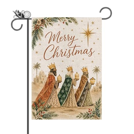 3人の賢者アウトドアクリスマスデコレーション - Three Wise Men クリスマス装飾 両面ガーデンフラッグ 外側 垂直 クリスマス ホリデー ウェルカム 庭の装飾 芝生 屋外装飾 12 * 18 in