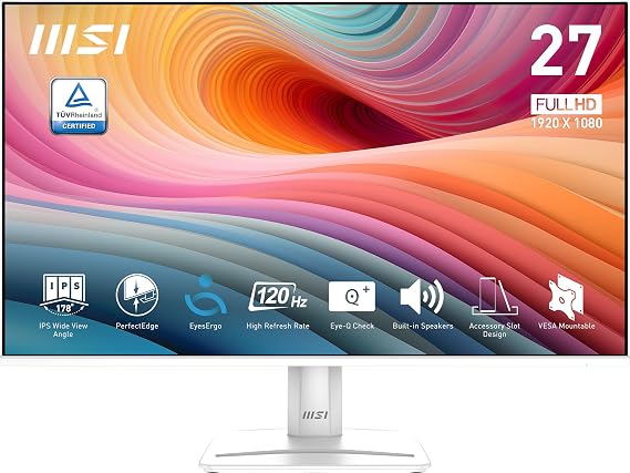 MSI 27" PRO MP275W E2 Kurumsal Monitör, Flat, FHD, IPS 120Hz 1ms Adaptive-Sync