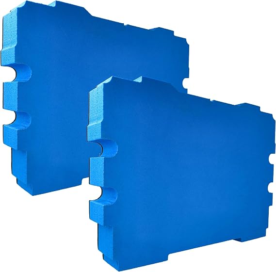 vhbw 2x Hard Foam Insert compatible with Festool Systainer T-LOC Toolbox - rigid foam, 61 mm Blue, 61 mm