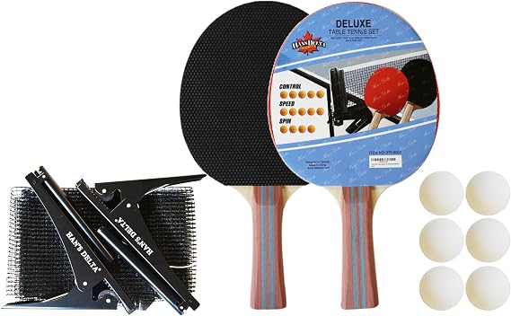 Han's Delta 卓球パドルセット - 2人または4人用 卓球パドル 卓球ボール ネット 卓球用品 ピンポンアクセサリー