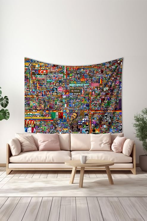 Reddit r/Place Desenli Duvar Örtüsü Duvar Halısı Tapestry Süetimsi Dokulu%100 Polyester Kumaş
