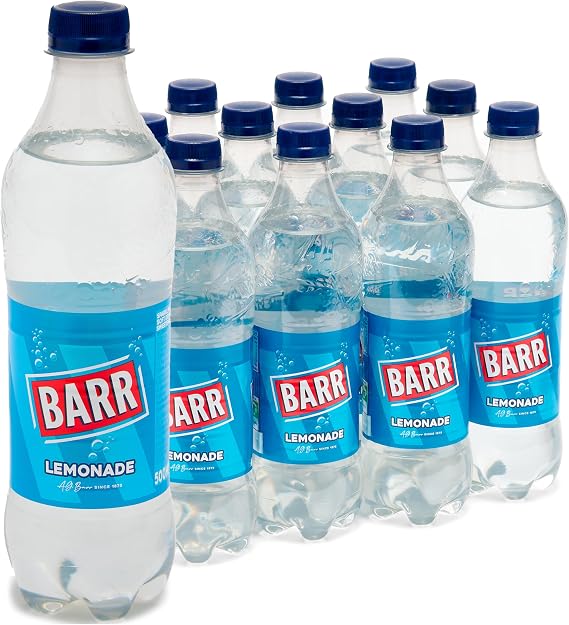 Barr Lemonade Sparkling Soft Drink, 12 Pack, 500ml Bottles