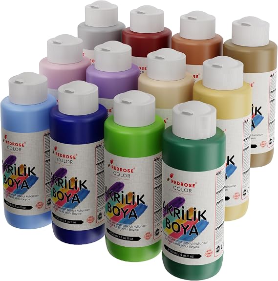 Red Rose Pastel Renkler Akrilik Boya 12'li Set 12x120 ml