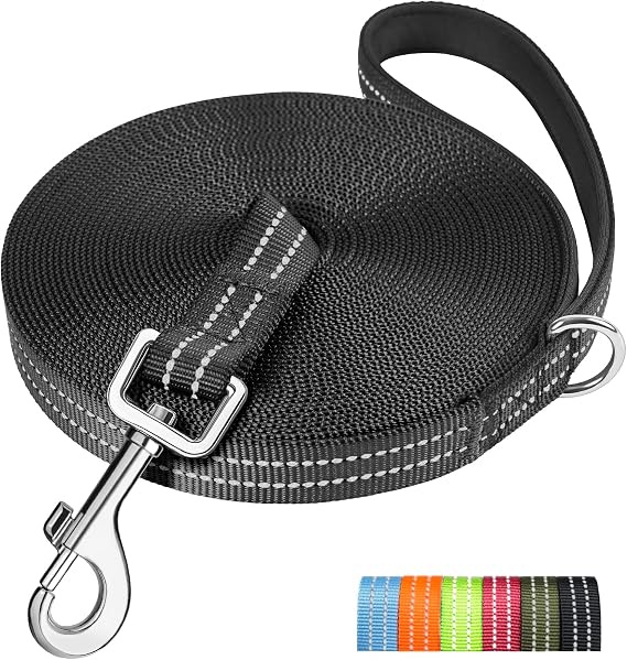 X XBEN Training Leads for Dogs, 1,5M/5FT Strong Rope Long line Dog Lead Leash with Soft Padded Handle and Heavy Duty Hook, Reflective Recall Training Leads for Large Medium Small Dog
