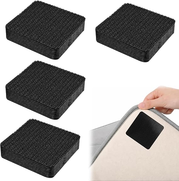 32Pcs Rug Gripper For Carpeted Floor,Rug to Carpet Grip, Stop Rugs Moving Non Slip Matting Sticky Grips, Invisible Anti Slip Pads for Carpeted Floor Sofa Cushion Car Boot (5 x 5 cm)